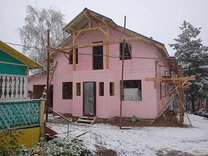 Обработка дома снаружи для консервации на год (Волхов, компания «Экопан Северо-Запад»)